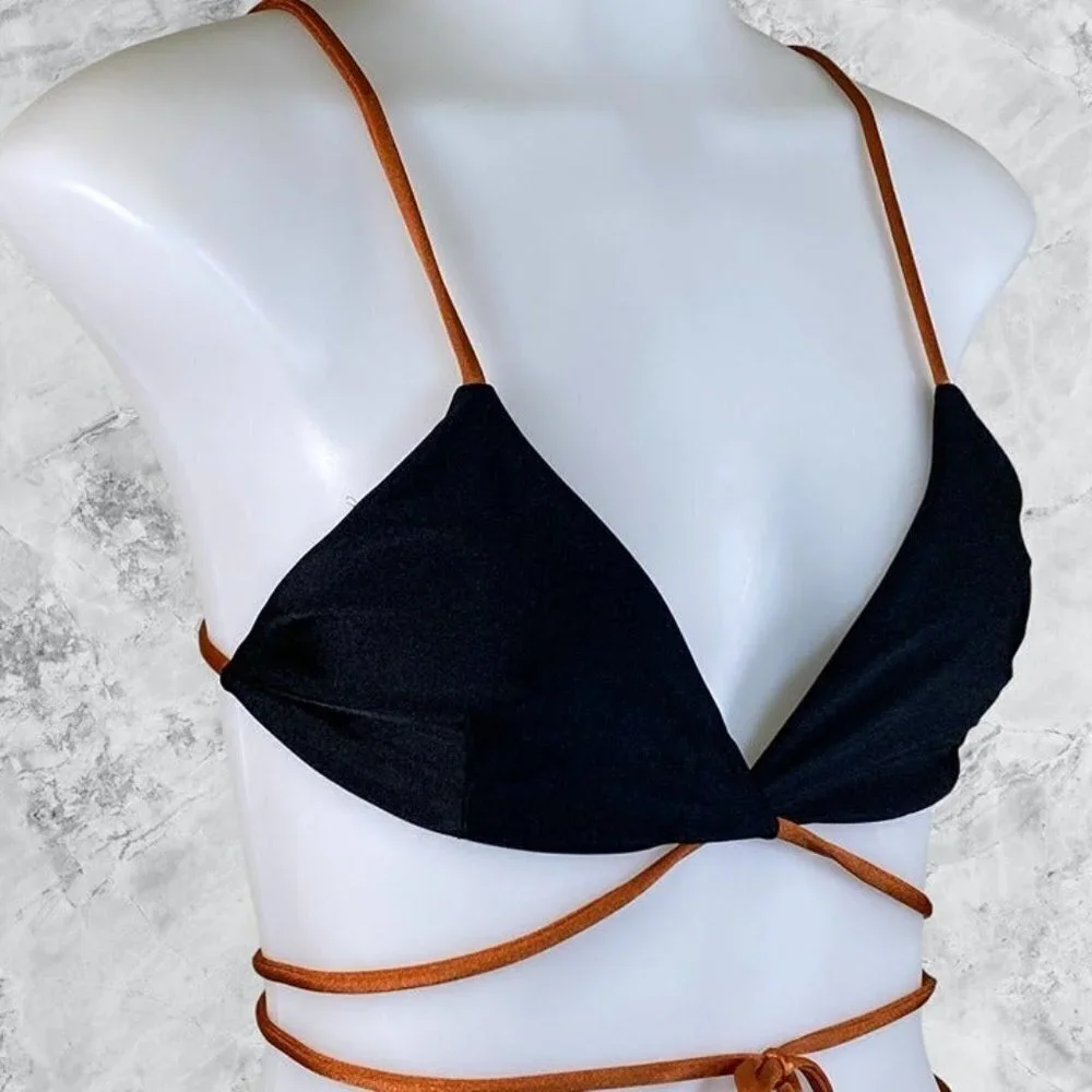 Camila Coelho Angelo Top and Bottom - Black & Camel